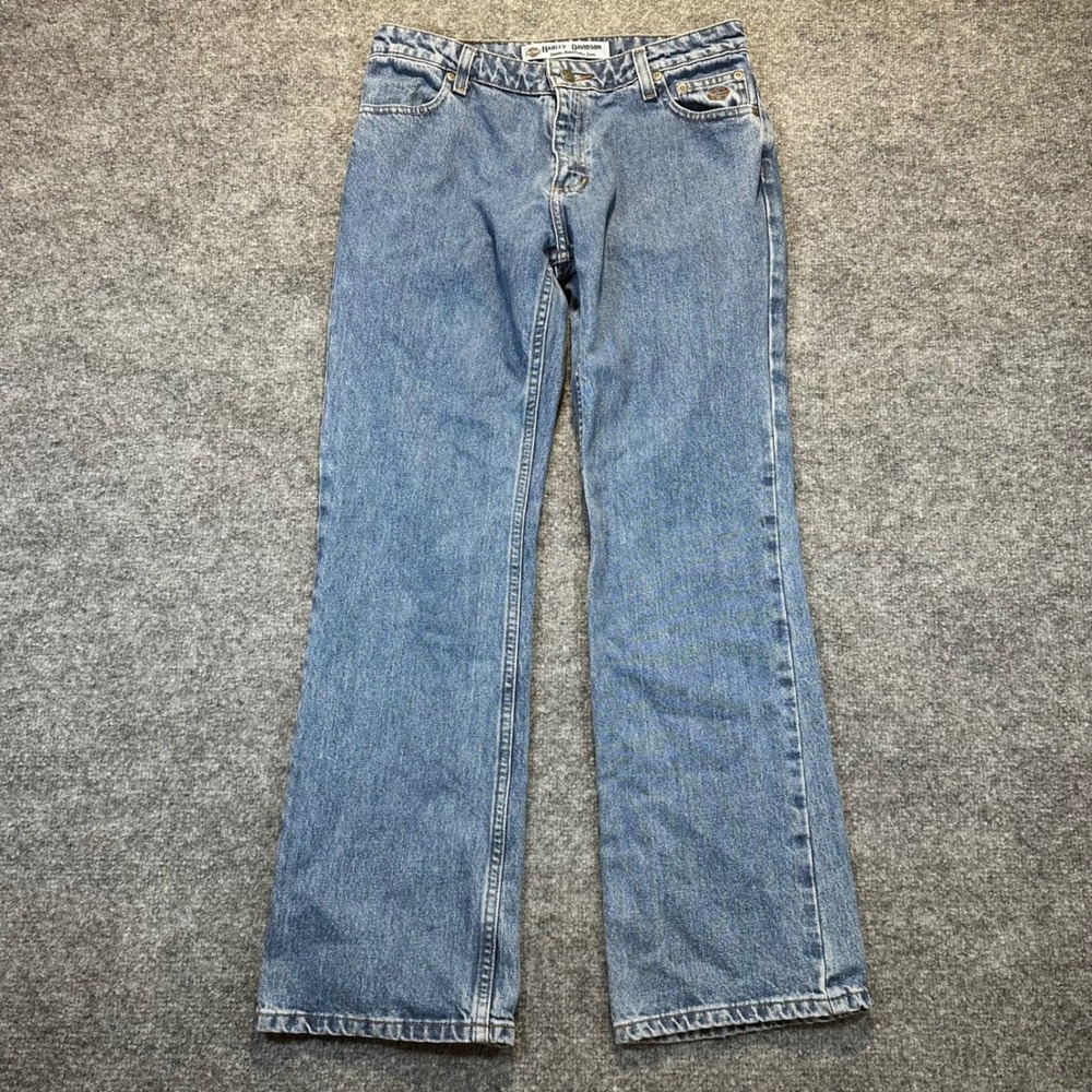 Harley Davidson Jeans Womens 6 Petite Blue Straight Leg Biker Core Moto Denim